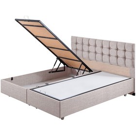 Resim Venedik İkili Set, Venedik Çift Kişilik Baza Başlık Seti Krem 180 x 200 