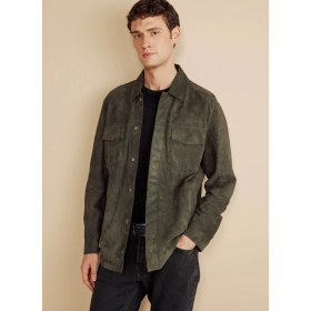 Resim Brooks Brothers Standart Klasik Yaka Haki Erkek Gömlek BBFW25MLS001 