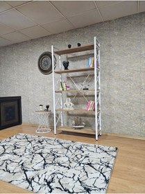 Resim Zafir Beyaz Boyalı Kitaplık - 5 Raflı Suntalem Lüks Kitaplık Atlas Çam 