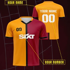 Resim Turkish Galatasaray V Yaka Erkek Futbol Forması - Özel İsim ve Numara, Canlı Turuncu ve Siyah Çizgiler, Futbol, Spor, Plaj ve Günlük Giyim için Nefes Alabilen Normal Kalıp, Bahar Yaz Sonbahar Futbol Forması, Açık Hava Spor Giyim, Spor Tasarımı, Rahat Kumaş 