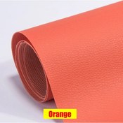 Resim Kendinden Yapışkanlı Deri Yama Kanepe Tamir Yenileme Deri Etiket Mobilya Masa Orange 10x20cm 