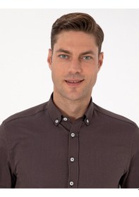 Resim Pierre Cardin Erkek Koyu Kahverengi Gömlek Desenli 50311487-vr084 Koyu Kahverengi 