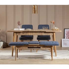 Resim Palermo Benchli Yemek Masası Takımı Atlantik Lacivert 