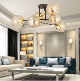 Resim Maral 6Lı Siyah Gold Bal Camlı Modern Genç Odası Yatak Odası Retro Salon Avize 