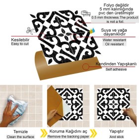 Resim Tink Kendinden Yapışkanlı Seramik ve Yer Döşemesi Hatayi Desenli Pvc Karo 30X30 cm (56 Adet) 5 M² 