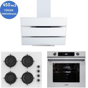 Resim Ferre Ve AFM Tech CS206-FA + FM7701 + FM3251 Pear Turbolu Dijital Beyaz Cam Ankastre Set 