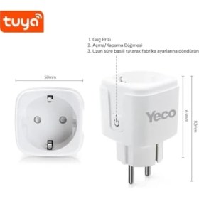 Resim Skygo Sp-16 Akıllı Priz, Wi-Fi Uyumlu, Telefonla Kontrol, 16A Akım Koruma, Enerji Izleme, 2 Adet 