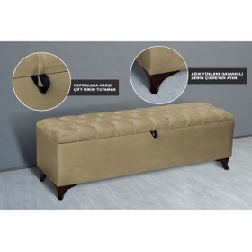 Resim Vetra Chester Model Hardal Sandıklı Puf Kapitoneli Model 140cm Sandıklı Bank 