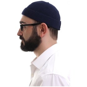 Resim Lacivert Katlamalı Sade Desen Kışlık Orlon Takke Şapka Lacivert 