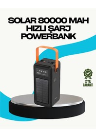 Resim 80000 Mah Güneş Enerjili Powerbank 4 Kablolu Type C Lightning Micro Usb 
