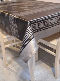 Resim Elyaflı Pvc Muşamba - Desenli Silinebilir Masa Örtüsü Mrl2007 Siyah 