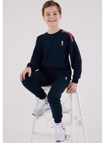 Resim U.S. Polo Assn. Lisanslı Erkek Çocuk Alt Üst 2 Parça Eşofman Takımı Us2202 Lacivert 