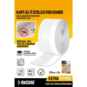 Resim Sgs 1243 Kapı Altı Rüzgar Önleyici ve Ses Yalıtım Bandı 35MM x 3m Kendinden Yapışkanlı 