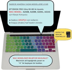 Resim McStorey MacBook Pro Arapça Klavye Koruyucu – UK ISO Ters L Enter – Touch Bar Uyumlu – 13 inç A2251 A2289 A2338 (M1/M2) – 16 inç A2141 – Ultra İnce Silikon Pembe Yeşil 