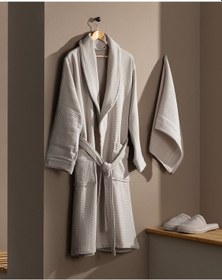Resim Madame Coco Remi Erkek %100 Pamuk Bornoz Seti - Bej - Lüks Koleksiyon Bej 