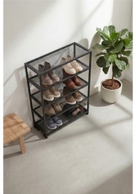 Resim 5 Raflı Metal Ayakkabılık Siyah 