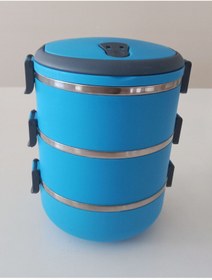 Resim FreshBox Bermira Home 3 Katlı Sızdırmaz Yemek Termosu Sefer Tası - Mavi 