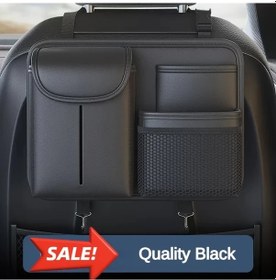 Resim Chuangyinshop 1pc Black Araç Arka Koltuk Depolama Çantası Başlık Asılı Cep Telefonu Çöp Torbası 