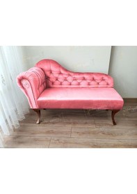 Resim Ters Kol Dekoratif Bihter Koltuk Josefin Puf 120 Cm Ceviz Ayak Pembe 