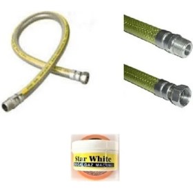 Resim Gassa - Türk/Flex Doğalgaz Ocak Hortum Flex+Teflon Bant+Doğalgaz Macunu 200 Cm. 