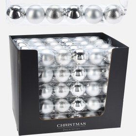 Resim Yılbaşı Ağacı Topu 6'lı Gümüş 7 cm 