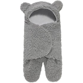 Resim Lamb Plush Sleeping Bag Newborn Baby Swaddling Quilt - Brown / Set 