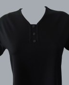 Resim Rüya Triko Rüya Siyah Anne V Yaka Penye Bluz 