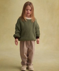 Resim Unisex Çocuk Gabardin Bel Lastikli Pantolon Bej - 2-3 Yaş 