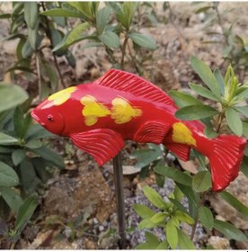 Resim Dianziye Bahçe Zirve Balıkı Reçine Sanat Eseri, Bahçe Dekorasyonu, Zirve Motifli, Kırmızı Renkli, Ev Ve Bahçe Süs Eki, Dayanıklı Dekoratif Figür 