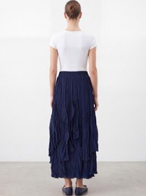 Resim Puane Kadın Kat Kat Volanlı Uzun Etek - 26S-18299ETK - NAVY 