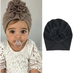 Resim Zshskj 5 Adet Bebek Ayçiçeği Katı Türban Şapka-Siyah (Yurt Dışından) 