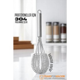 Resim Helezon Yaylı Çırpıcı 304 Paslanmaz Çelik Makarna Çırpıcı Çırpma Teli 721749 