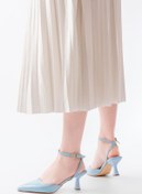 Resim Mida Shoes ST-004 Bebe Mavi Rugan Günlük 7 cm Topuklu Ayakkabı 
