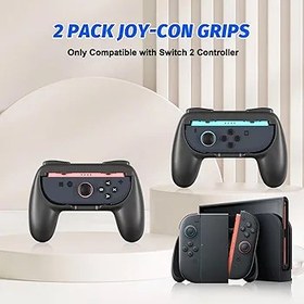 Resim Hand Grips for Nintendo Switch 2 Joycon Controller Grip Handle Holder Attachment Accessories for Switch 2 Joy-Con, Black & 2 Pack 