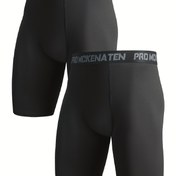 Resim 2 Adet Erkek Diz Boyu Pantolon, Bisiklet/Yüzme/Spor İçin Spor Şortları, Atletik Giyim, Çabuk Kuruyan Kumaş Esneklikli Performans Eğitimi Antrenman Taytı Aktif Yaşam ve Fitness Tutkunları ile Birinci Sınıf Kalite 