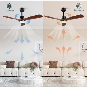 Resim 132 Cm Tavan Vantilatörü Ve Led Aydınlatma,sessiz Dc Motor, Uzaktan Kumanda 