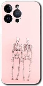 Resim MRCİLETİSİM mrc73155 Yaşayan Çift Kılıf HD Desen Baskılı Arka Kapak Temperli Cam iPhone 14 Pro Max ile uyumlu 