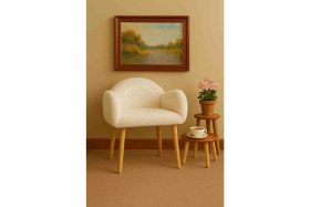 Resim Makyaj Masası Pufu, Peluş Kumaş,dekoratif Puf , Sırtlı Puf, Mini Koltuk, Berjer Koltuk 