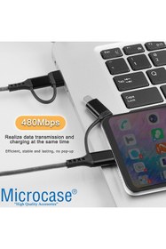 Resim Microcase 4in1 Pd 60w Lightning Type-c Usb Hızlı Şarj Ve Data Kablosu Örgülü 100 Cm - Al3787 