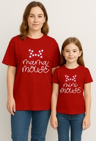 Resim SVART WEAR MAMA MINI mause Anne Kız Kombin Tişört Takımı T-Shirt Twin Anne Kız Çocuk Oversize (TEKLİ FİYAT) 