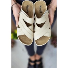 Resim Neon Shoes Budi Kadın Şık Konforlu Günlük Terlik Anatomik Ortopedik Taban Suni Deri Anne Dışarı Ev Terliği 