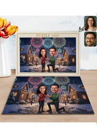 Resim Bk Gift Kişiye Özel Sevgili Yılbaşı Karikatür Tasarımlı 1000 Parça Profesyonel Puzzle-6, 1000 Puzzle, Yeni Yıl Hediyesi, Yılbaşı Hediyesi Kobitmeyenco 