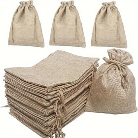Resim 25 adet Tuval Çekme Çantası, Noel, Şükran Günü, Düğün, Doğum Günü, Parti Malzemeleri, Hediye Paketleme, Ev Düzenleme, Takı, Tatil Süsleri için Çok Amaçlı Depolama Çantaları 