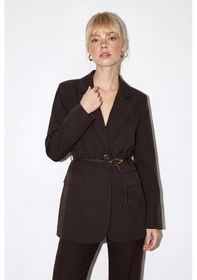 Resim Shade Kadın Astarlı Garni Kol Detaylı Kemerli Blazer Ceket 8146 60286139 - Acı Kahve Kahverengi 