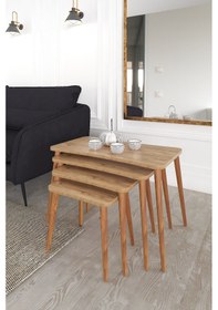 Resim Aleyna 5li Orta Sehpa Ve Zigon Sehpa Çay Kahve Sehpası Xl Çam 