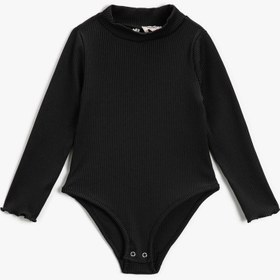 Resim Kız Çocuk Yarım Balıkçı Yaka Çıtçıtlı Body Uzun Kollu 