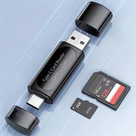 Resim USB Mikro SD Kart Okuyucu, 4'ü 1 Arada Tip C/USB A'dan SD/Micro SD/SDXC/SDHC Kart Adaptörü, Çift Kart Yuvalı Hafıza Kartı Okuyucu, PC, MacBook, Galaxy, Tablet, Huawei ve Daha Fazlası ile Uyumlu 