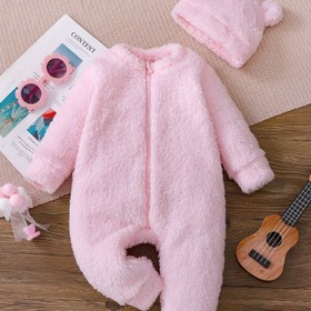 Resim Yumuşak Pembe Pelüş Kışlık Sıcacı Fermuarlı Şalvar Takım ve Uygun Çapka - Rahat Tam Ferzli Kolsuk Giysi, Makinede Ykanabilir Günlük İdman Eşyası, ile Sonbahar & kızıl için Polar Șortik Tulum, 1 Renksiz Esneme Olmayan Dokuma Sevimli Şişme Malzemeli Ceket Butonlu Kapama Detaylı Modellerle Birliktedir, 1. Sezonların Vazgeçilmez Parça 