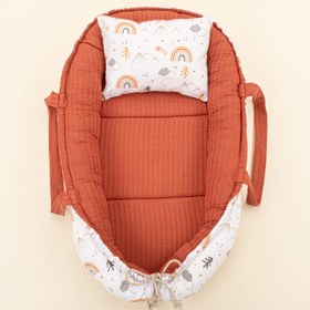 Resim Babynest ve Yastık - Çift Taraflı - Kiremit Örgü - Turuncu Kuyruklu Yıldız 