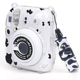 Resim Fujifilm Instax Mini 12 Makine Uyumlu Beyaz Simli Pleksi Kılıf 